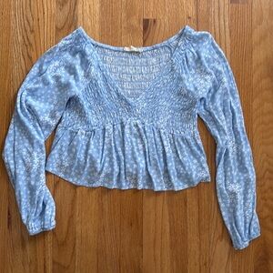 L.A. Hearts Peplum Top Shirt Blue Flowers Small